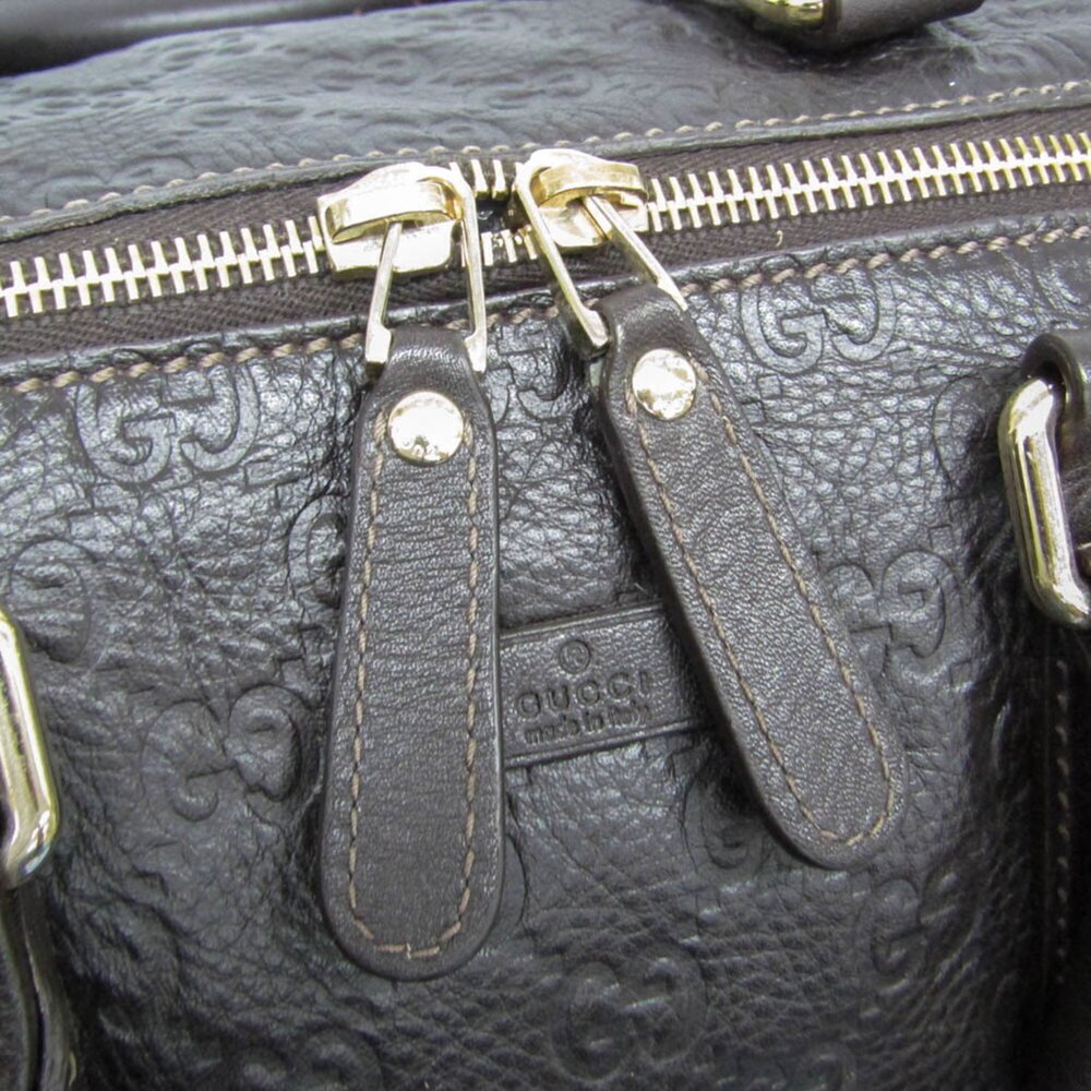 GUCCI Authentic Brown Leather Boston Bag - Picture 9 of 15